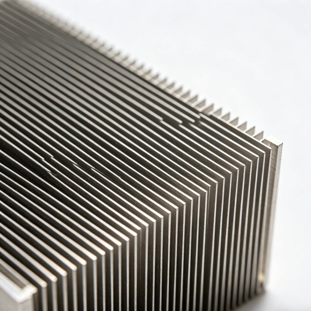 VanWeTech serrated edge skived high density fin heat sink, enhanced surface area aluminum heat sink for industrial equipment, high efficiency cooling solution for power modules