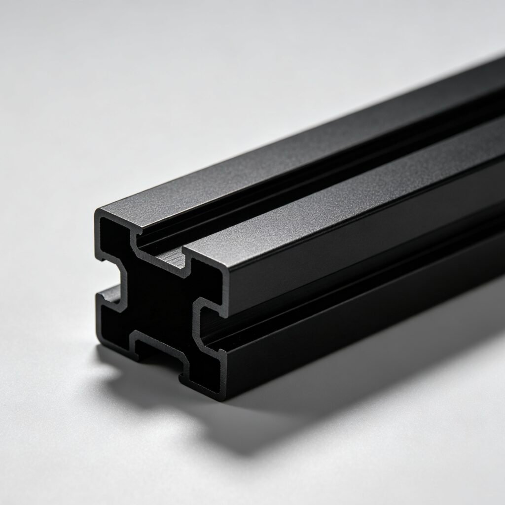 Black anodized T slot aluminum extrusion profile, heavy duty 6063 industrial black matte aluminium frame extruded bar, high strength corrosion resistant custom aluminum extrusions