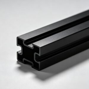 Black anodized T slot aluminum extrusion profile, heavy duty 6063 industrial black matte aluminium frame extruded bar, high strength corrosion resistant custom aluminum extrusions