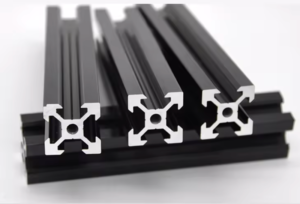 Vanway Tech black anodized T-slot aluminum extrusion profiles, including 2020, 3030, and 4040 series, durable and corrosion-resistant aluminum alloy extrusions for industrial frames, workstations, 3D printers and automation equipment