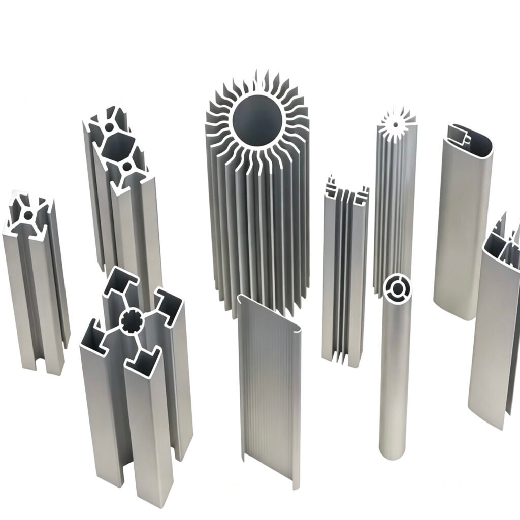 Vanway Tech custom extruded aluminum profiles, 6063-T5 alloy industrial aluminum extrusion products, including heat sink, T-slot frame, and special-shaped profiles for equipment, electronics and construction applications