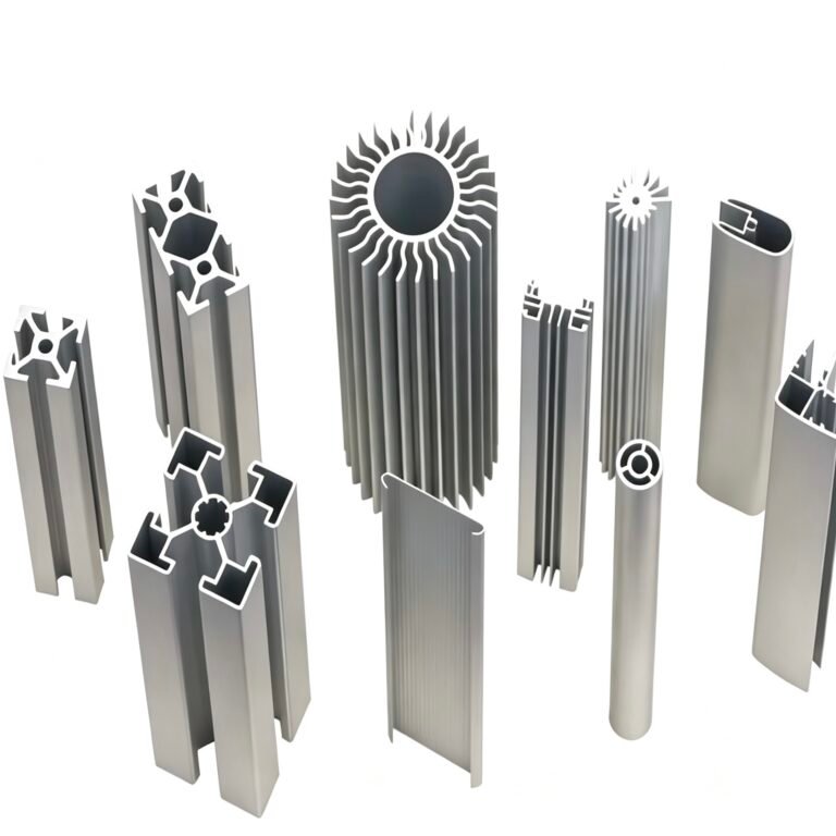 Vanway Tech custom extruded aluminum profiles, 6063-T5 alloy industrial aluminum extrusion products, including heat sink, T-slot frame, and special-shaped profiles for equipment, electronics and construction applications