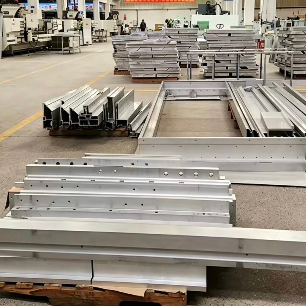 Vanway Tech heavy duty extruded aluminum frame parts, 6063-T5 alloy aluminum extrusion with CNC machining, for industrial equipment and large-scale structural applications