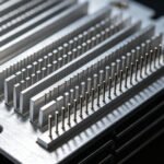 Vanway Tech Close-Up of Hybrid Pin Fin Heat Sink, Precision-Cut Aluminum Heatsink for High Heat Dissipation in Industrial Equipment