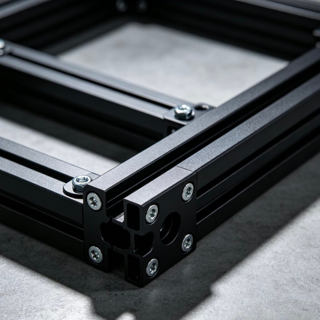 VanWay-tech 20 series T-slot aluminum extrusion close-up, high precision 6063-T5 aluminum profile with clear T-groove structure