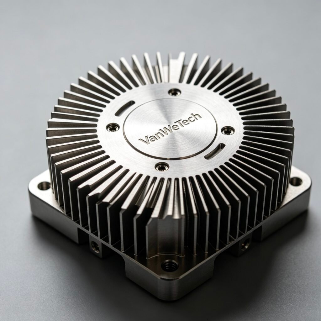 vanway-tech custom radial fin aluminum heat sink, high density circular fin design for led lighting and power modules