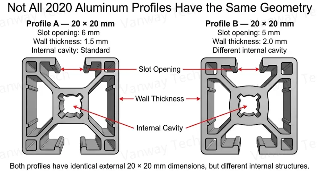 Not All 2020 Aluminum Profiles Have The Same Geometry - Vanway Tech